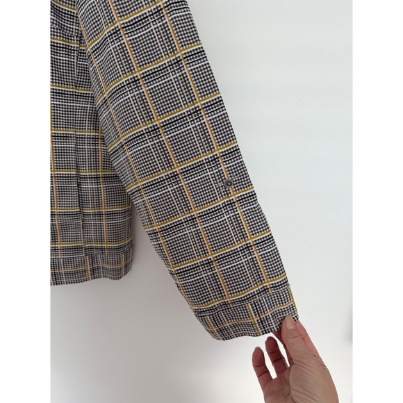 NWT Christopher & Banks Women's XL Black & Yellow Plaid Shacket Jacket Preppy‎ - Picture 7 of 14